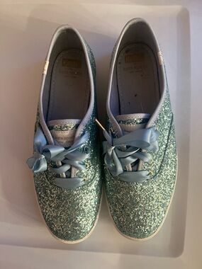 Keds Blue Glitter Sneakers with Satin Laces size 9
